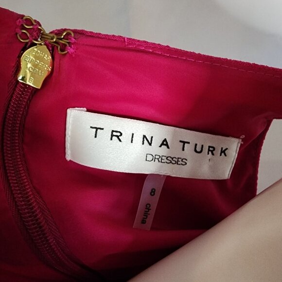 Trina Turk Dress Womens Size 8 Solid All Pink Sleeveless Zip Up Back Metal Trim - Picture 6 of 7